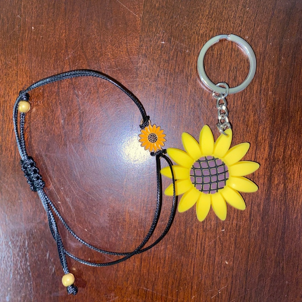 Sunflower Keychain and Bracelet Set 🌻